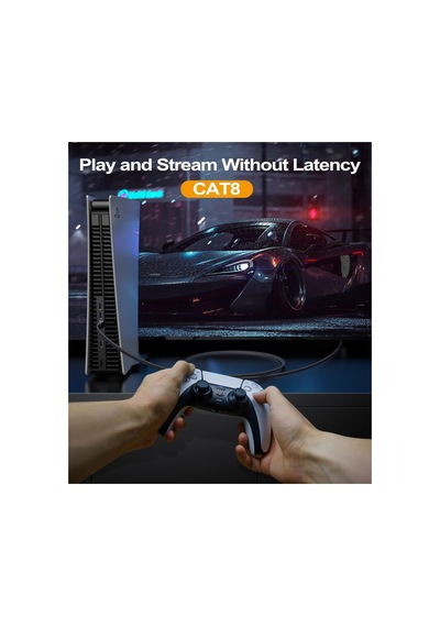 Cat 8 Ethernet Kablosu 100ft, Naylon Örgülü 40gbps 2000mhz Lan Rj45 İnternet Kablosu İç Ve Dış Mekan