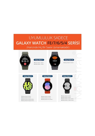 Novstrap Samsung Galaxy Watch 7 6 5 4 Fe 40-42-43-44-45-46-47 Mm İle Uyumlu Çelik Metal Kordon Boşluk Bırakmayan Pimli