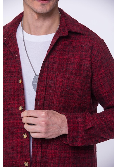 Oversize Oduncu Yumuşak Dokulu %100 Cotton Hediye Kutulu Erkek Gömlek Fs-002168 - Kırmızı-1746