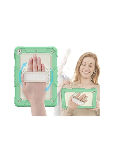 Apple İpad 5 Air 9.7 Kılıf Strap New Tablet Kapak - Yeşil Arka Kapak