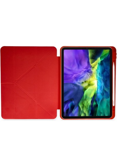 Cosmotex Newface iPad Uyumlu  Pro 11 2018 Kılıf Kalemlikli Mars Tablet Kılıfı - Kırmızı