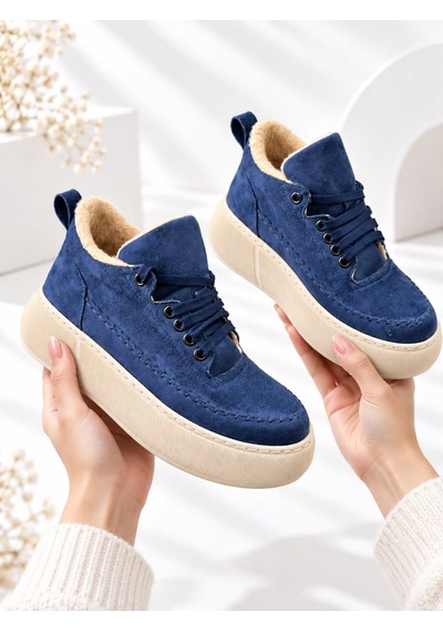 Dabab Shoes Nolen Kadın Lacivert Bağcıklı Lüks Süet İçi Kürklü 4 Cm Kalın Taban Sneaker Spor Ayakkabı Dabab Shoes Nolen Kadın Lacivert Bağcıklı Lüks Süet İçi Kürklü 4 Cm Kalın Taban Sneaker Spor Ayakkabı