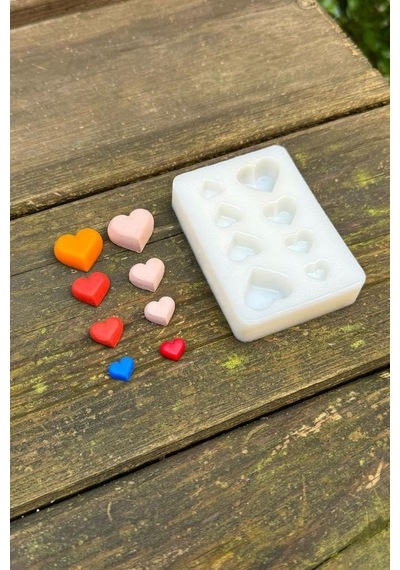 Kalp Mini Dört Boy Sekizli Silikon Mum Kalıbı