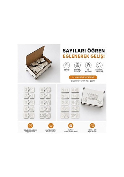Domino Sayıları Öğreniyorum Ahşap Çocuk Eğitim Seti