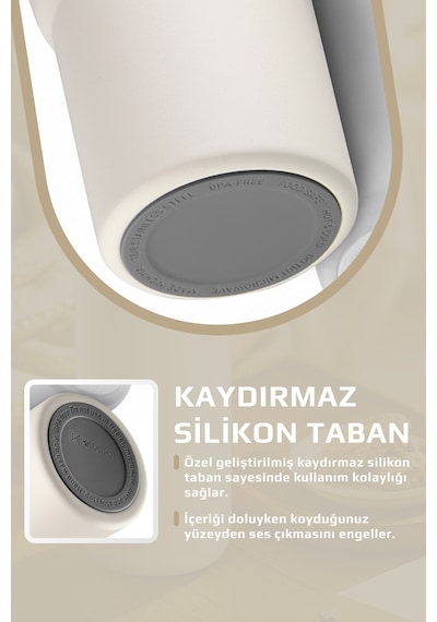 Neoflam Fika Lumi Patentli Döner Kulplu Sızdırmaz Çift Ağızlıklı Çelik Termos 950 Ml Bej