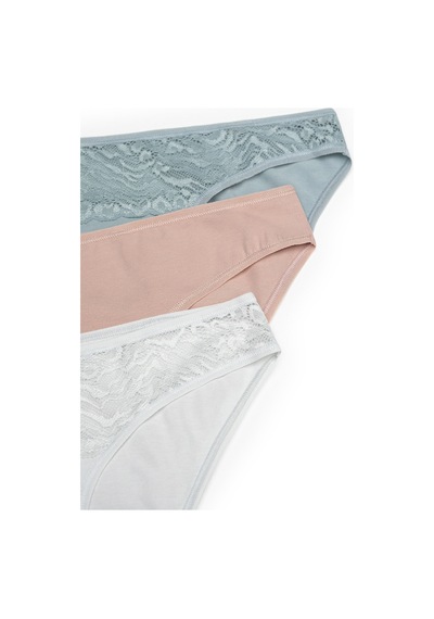 Penti Leaf Tones Dantel Detaylı Pamuklu 3lü Çok Renkli Slip Külot çok Renkli
