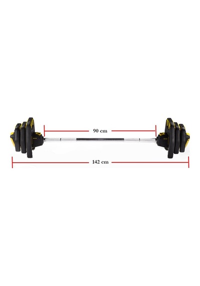Avec Profesyonel Halter Seti ve Ağırlık Barı 20 KG Sarı