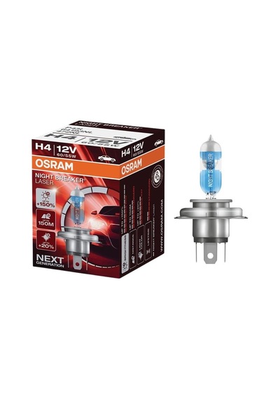 Osram 12v H4 Ampul 60/55w +%150 Parlak Işık +150 Metre Fazla Görüş +%20 Beyaz Işık 1 Ad