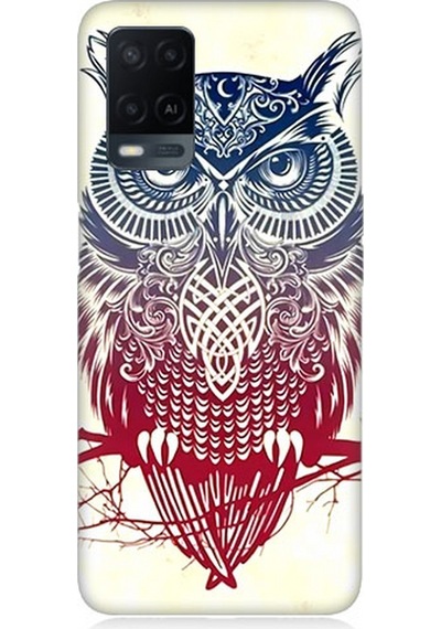 Oppo A54 Uyumlu Silikon Kılıf Mistik Tribal Baykuş