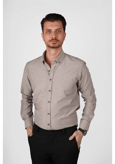 Açık Kahve Yaka Düğmeli Premium Şamre Slimfit Erkek Gömlek Açık Kahverengi Açık Kahve Yaka Düğmeli Premium Şamre Slimfit Erkek Gömlek Açık Kahverengi