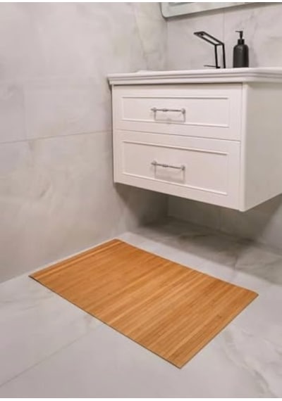 Kaydırmaz Tabanlı Bambu Banyo Paspası 70x45 Cm Doğal Ahşap Bambu Mat, Suya Dayanıklı, Kaymaz Paspas, Dekorati Diğer