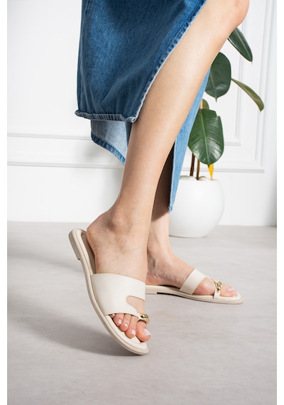 Lorenn Shoes Milano Bej Gold Detay Parmak Arası Terlik