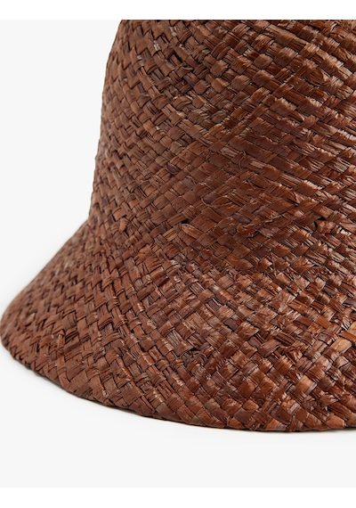 Koton Bucket Hasır Şapka Koyu Kahverengi 6sak40092aa Koyu Kahve