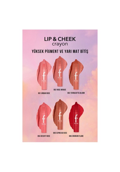 Lip & Cheek Yüksek Pigmentli Kremsi Yarı Mat Bitişli Crayon 8682536121453 001urbanrose