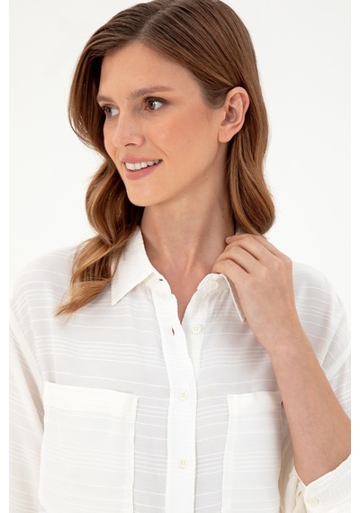 U.s. Polo Assn. Kadın Krem Gömlek Desenli 50291095-vr071 Krem