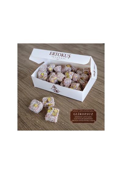 Isparta Doğal Gül Aromalı Duble Antep Fıstıklı Lokum 250 Gr, Çifte Kavrulmuş, %100 Şeker Pancarı - 879991715