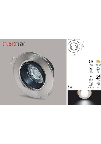 CT-5254 6W/3200K OLTU LED SPOT(GÜNIŞIĞI-6ADET) CATA