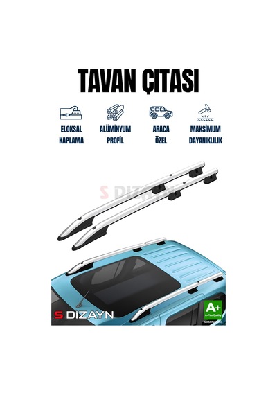 S-dizayn Renault Express Aluminyum Gri Tavan Çıtası Sport Model 2021 Üzeri A+ Kalite