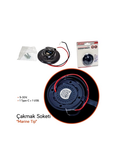 Carub Çakmak Soketi 9-30v Marine Tip 1 Type-c + 1 Usb Br1700818