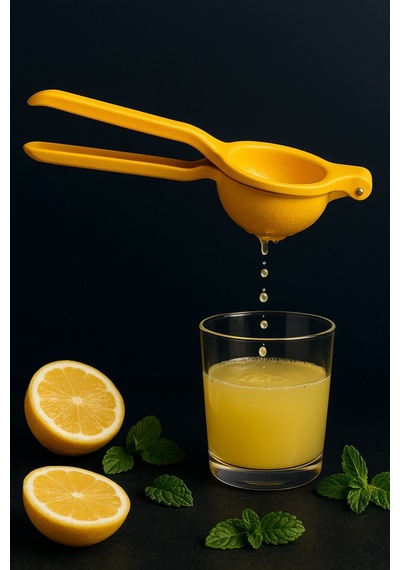 Metal Pasyapmaz Limon Ve Narenciye Sıkacağı Özel Tasarım Desenli Limon Portakal Sıkacağı Sarı Metal Diğer