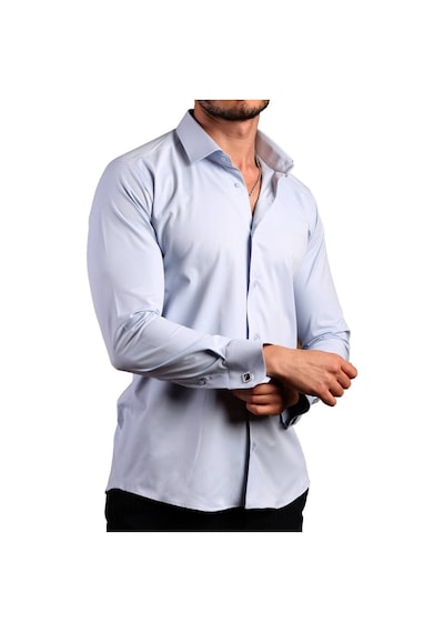 Dicotto Mavi Ekstra Dar Kesim Likralı Esnek Micro Kumaş Kol Düğmeli Slim Fit Erkek Gömlek - 195-4 001