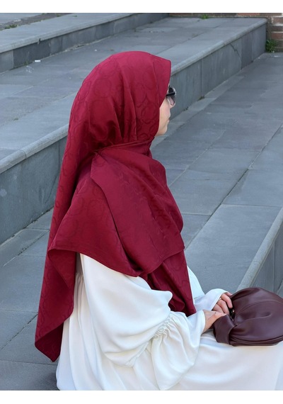 Qalortex Scarf Premium Jakarlı Mira B.boy Eşarp -bordo