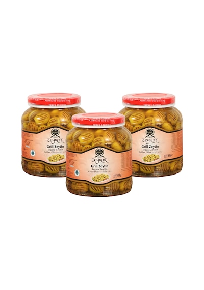 Zeykur Zeytinleri İri Izgara Yeşil Zeytin 3 x 900 G
