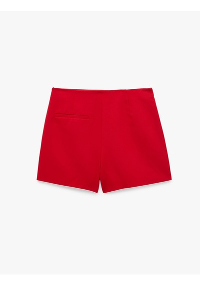 Koton Slim Fit Cepli Mini Şort Etek Kırmızı 7wak40027pw