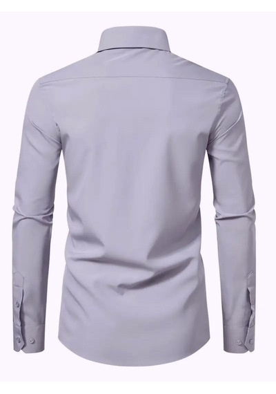 Erkek Slim Fitt Uzun Kol Gömlek 2290 Bgl-st04378 Açık - Gri