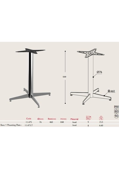 Gürçayhırdavat Tablalı Masa Ayağı 11.475.110 - Taban Çapı 46Cm H110