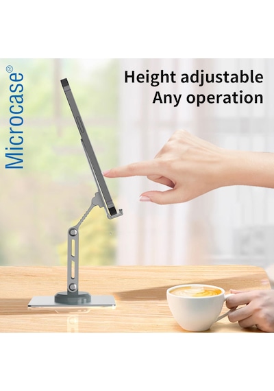 Microcase 360 Döner Başlıklı Alüminyum Katlanabilir Masaüstü Telefon Standı Al5414 Pembe