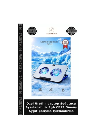 Özel Üretim Laptop Soğutucu Ayarlanabilir Rgb Cf12 Gümüş Aygit Çalışma Işıklandırma