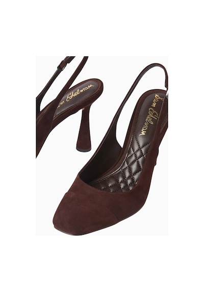 Sam Edelman Essa 95 Koyu Kahverengi, Süet Sivri Burun Yüksek Topuklu Slingback Kadın Pump
