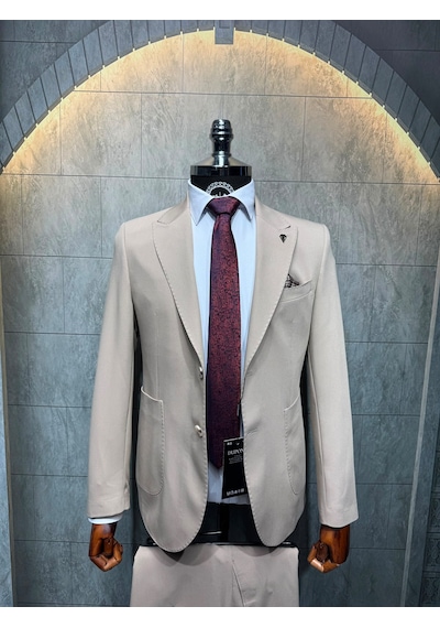 Dupont Classics Dupont Slim Fit Sivri Yaka 6 Drop Çift Yırtmaç Torba Cep Puntolu 2'li Takım Elbise Krem Dupont Classics Dupont Slim Fit Sivri Yaka 6 Drop Çift Yırtmaç Torba Cep Puntolu 2'li Takım Elbise Krem