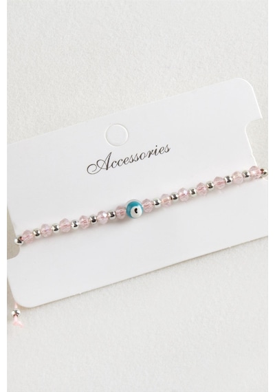 Nazar - 783 - Kristal Makrome İp Bileklik 6 - Concepta - Mm Pembe