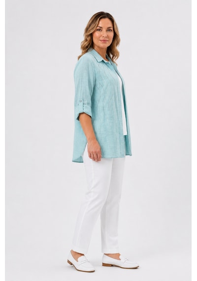 Bihan Store Kadın Taş Baskı Detaylı Gömlek Bluz İkili Takım Y26-50160 Mint
