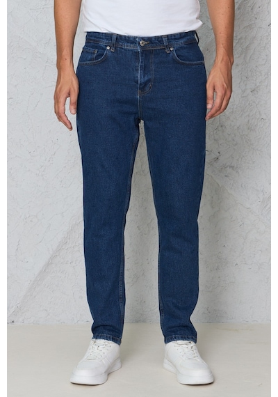 Blayn Jeans Erkek Lacivert Kot Pantolon Urban Fit Denim Esnek Rahat Kalıp Günlük Jean Pantolon