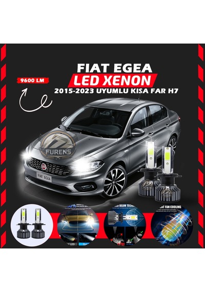 Fiat Egea 2015-2023 Kısa Far Uyumlu Şimşek Etkili Led Xenon Pro Series H7