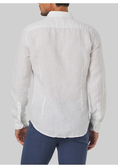 Mr. Mood Düğmeli Yaka Beyaz Erkek Gömlek Mr Linen Shirt
