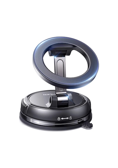 Ultra Güçlü Vakumlu Ve Mıknatıslı 360+360 Hareketli Metal Magsafe Telefon Tutucu Krom