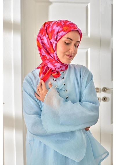 Silk Home Velora Eşarp 161001-35 Mercan, Turuncu, Lila, Kiremit