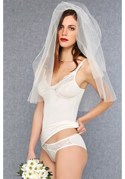 Doreanse Kadın Micro Modal Dantelli Slip Külot Atlet Takımı 9415 Ekru