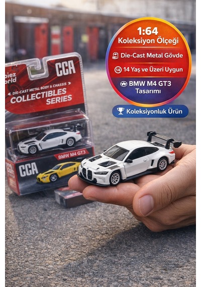 Bmw M4 Gt3 1:64 Hobbiez World Die-cast Metal Model Araba Koleksiyonluk Beyaz Cca Seri 14+
