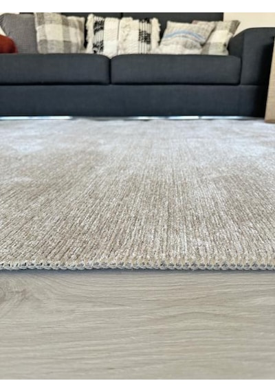 Konya Yıkanabilir Makine Dokuma Modern Çizgili Salon Yolluk Düz Halı Krem