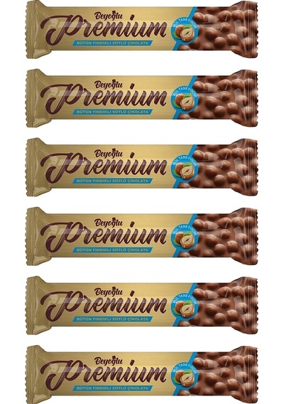 Beyoğlu Premium Bütün Fındıklı Çikolata 75 Gr X 6 Adet