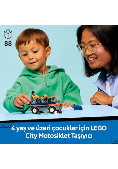 LEGO® City Motosiklet Taşıyıcı - Oyuncak Araç Yapım Seti 60491-4 Yaş ve Üzeri Çocuklar İçin Yaratıcı Oyuncak Yapım Seti (88 Parça)