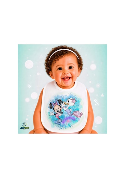 Deniz Kızı Minnie Mouse Keten Bebek Mama Önlüğü Yumuşak - Emici - Yıkanabilir - Özel Tasarım P044 Çok Renkli