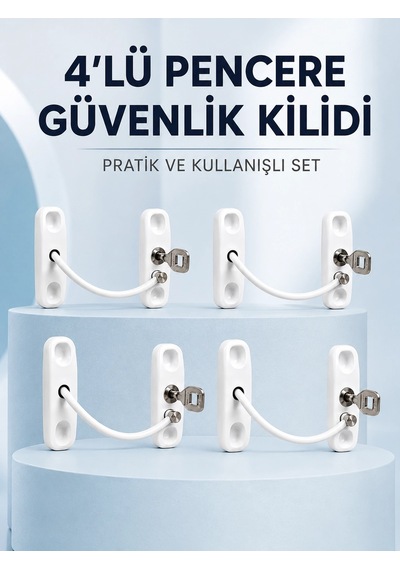 Mey İthalat Pencere Ve Kapılar İçin Anahtarlı Güvenlik Kilidi 4 Lü Set