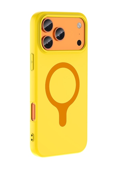 Maks Technology iPhone Uyumlu 17 Pro Max Kılıf M-safe Şarj Özellikli Mkst Aris Silikon Kapak - Sarı