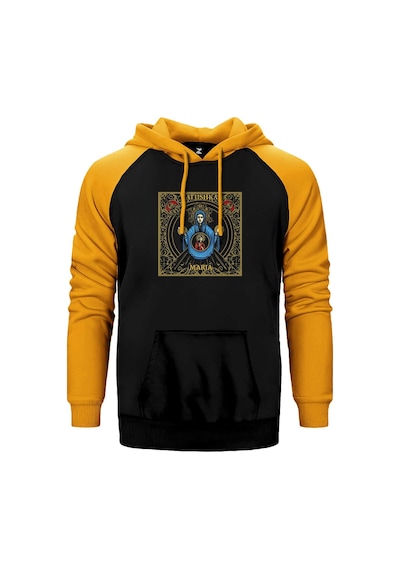 Batushka Raskol Design Sarı Renk Reglan Kol Kapşonlu Sweatshirt Sarı